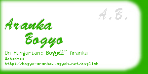 aranka bogyo business card